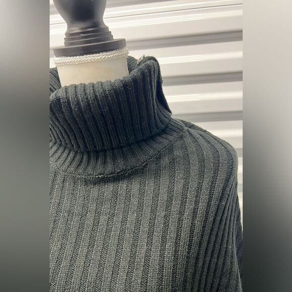 Michael Kors Black Ribbed Turtleneck Poncho - Picture 4 of 8